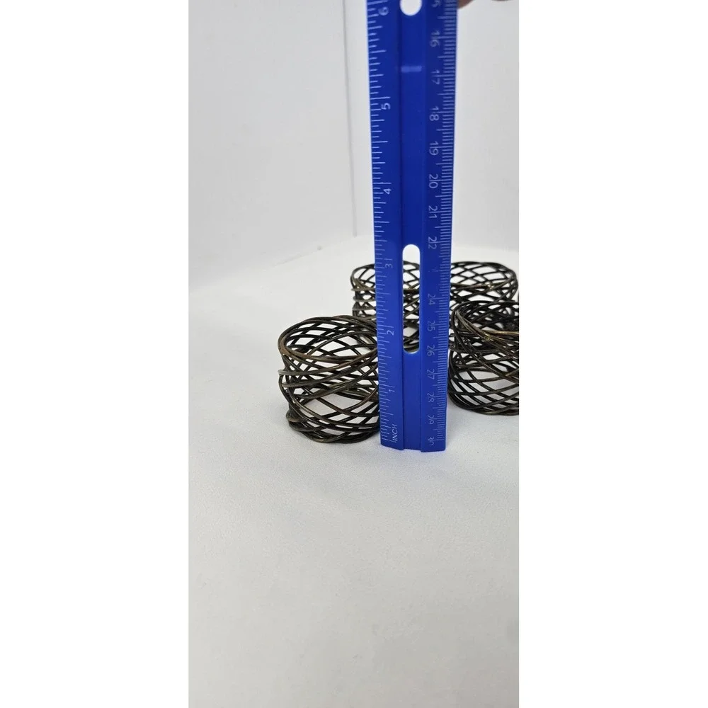 Set of 6‎ Brass Twisted Wire Mesh Napkin Rings / Holders Bird Nest